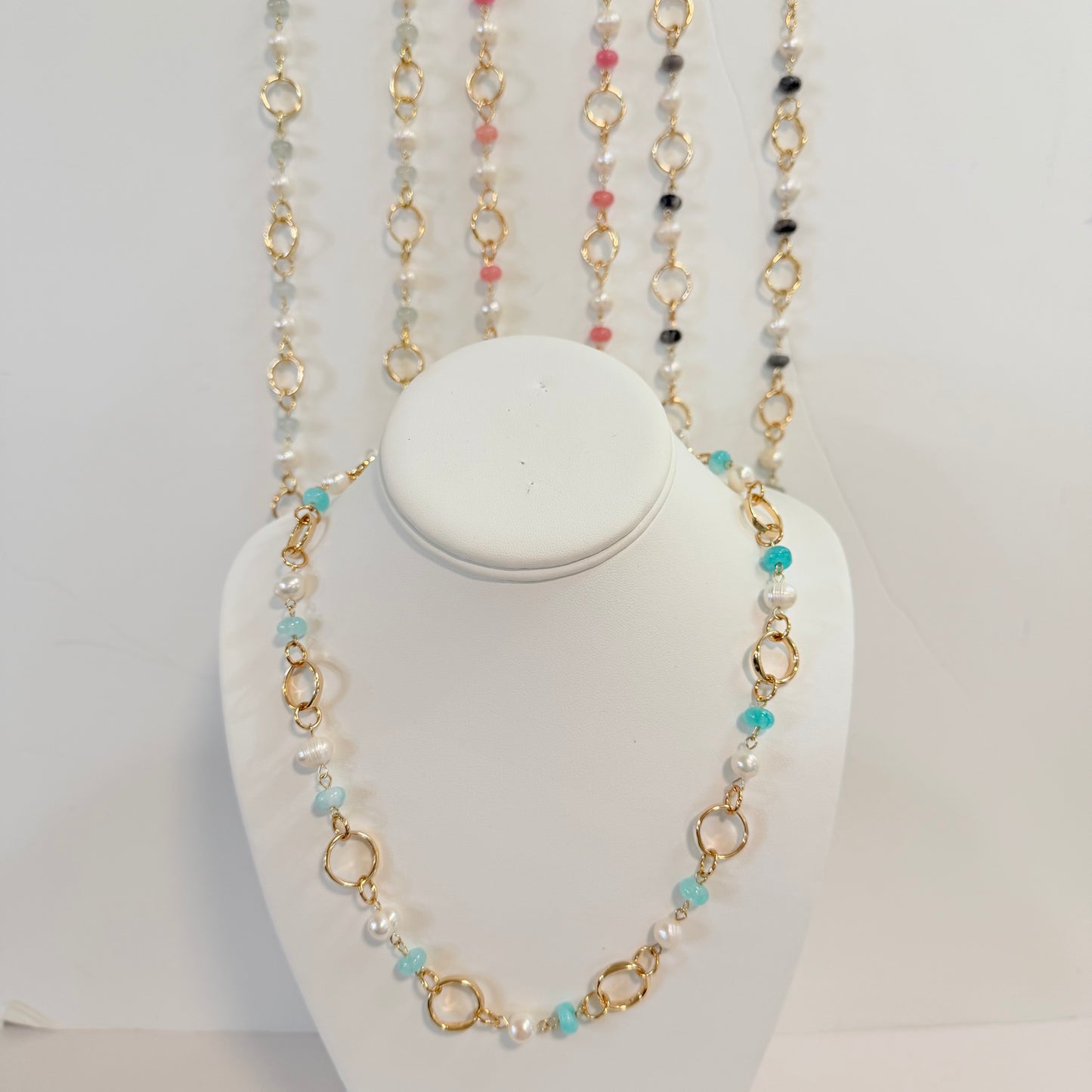Long Stone and Gold Necklace