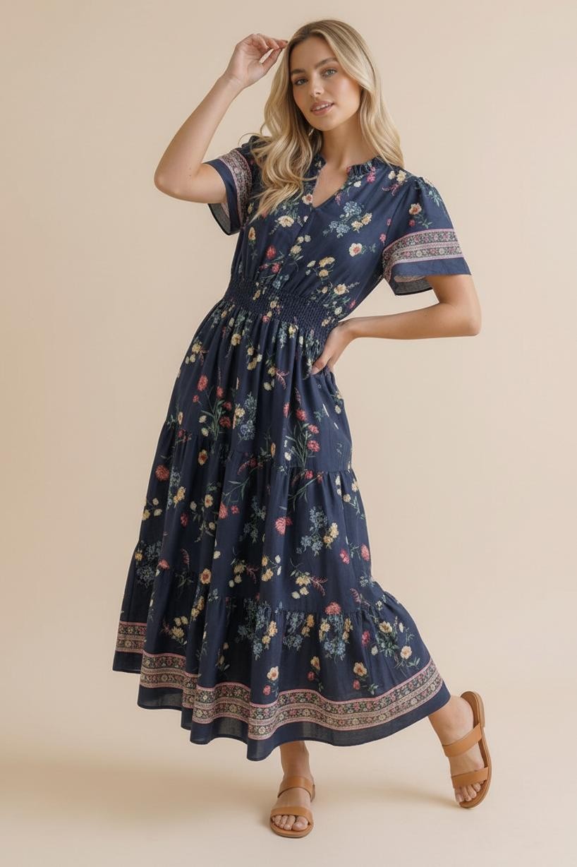 Smock Waist Maxi Dress