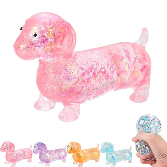 Pink Glitter Dachshund Squishy Toy