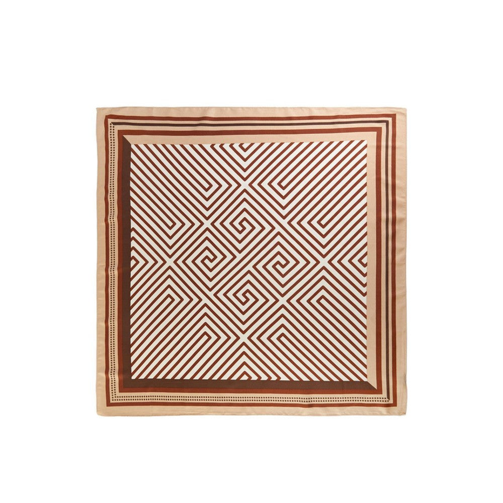 Brown Border Geometric Scarf