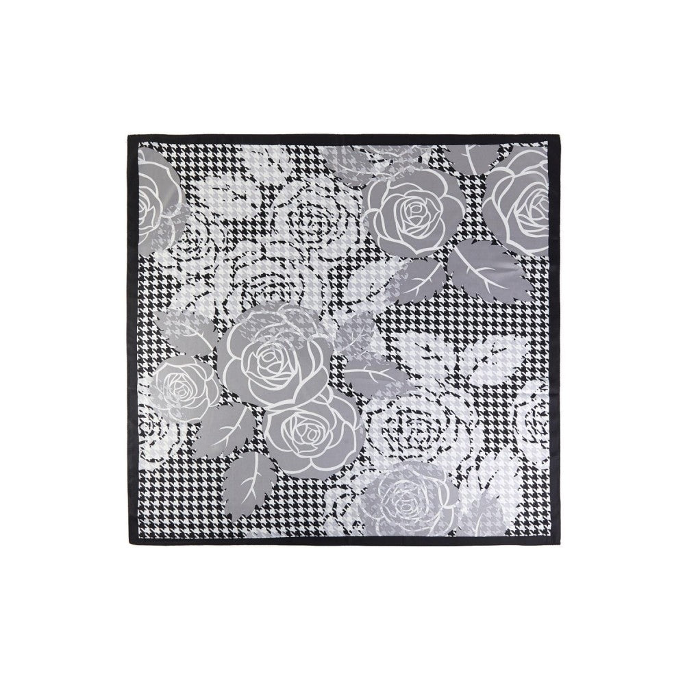 Black Border Floral Scarf