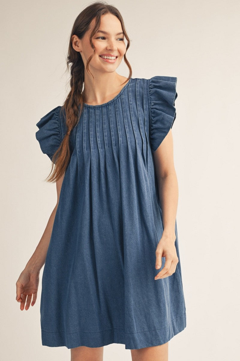 Cap Sleeve Denim Dress