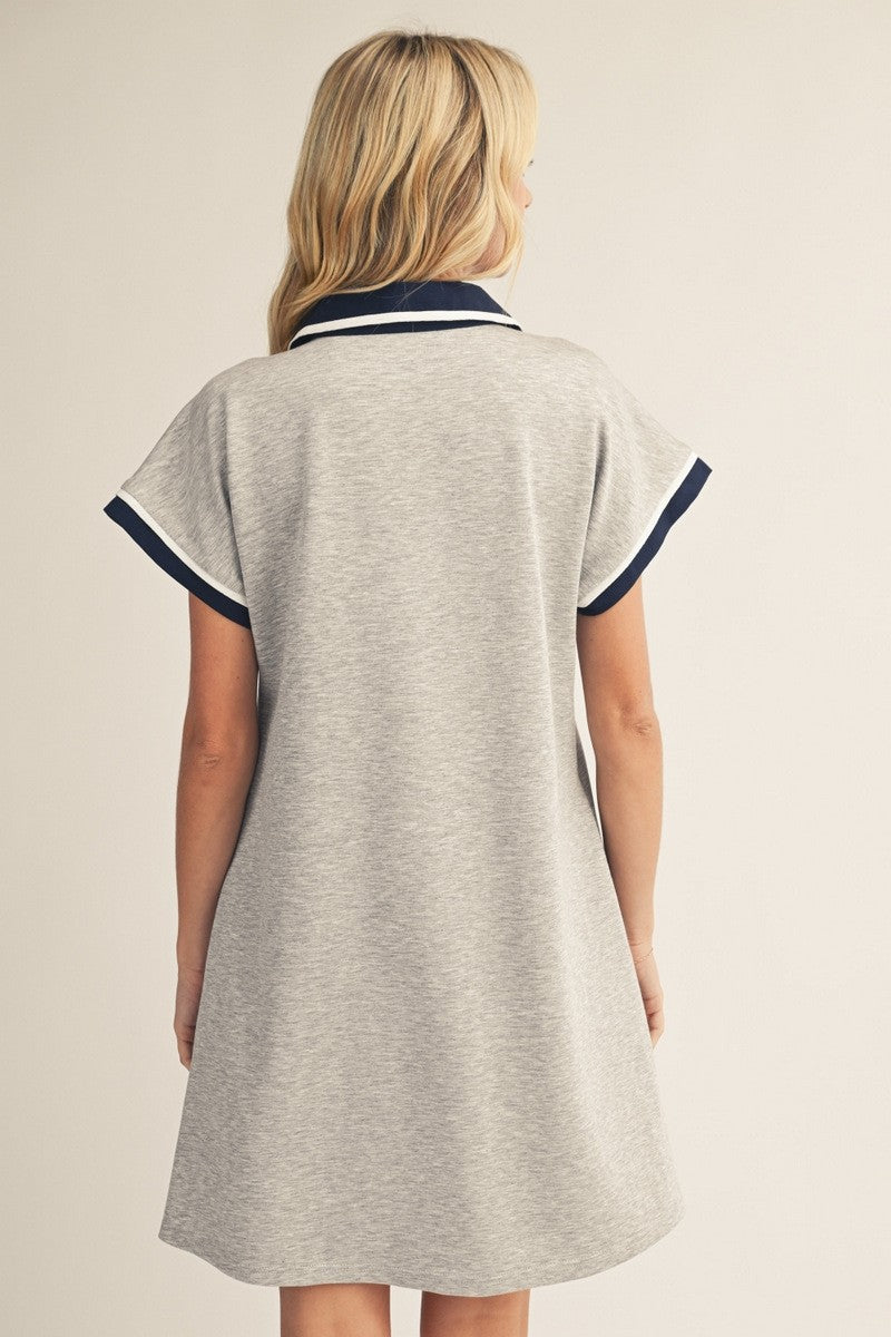 Contrast Accent Grey Dress