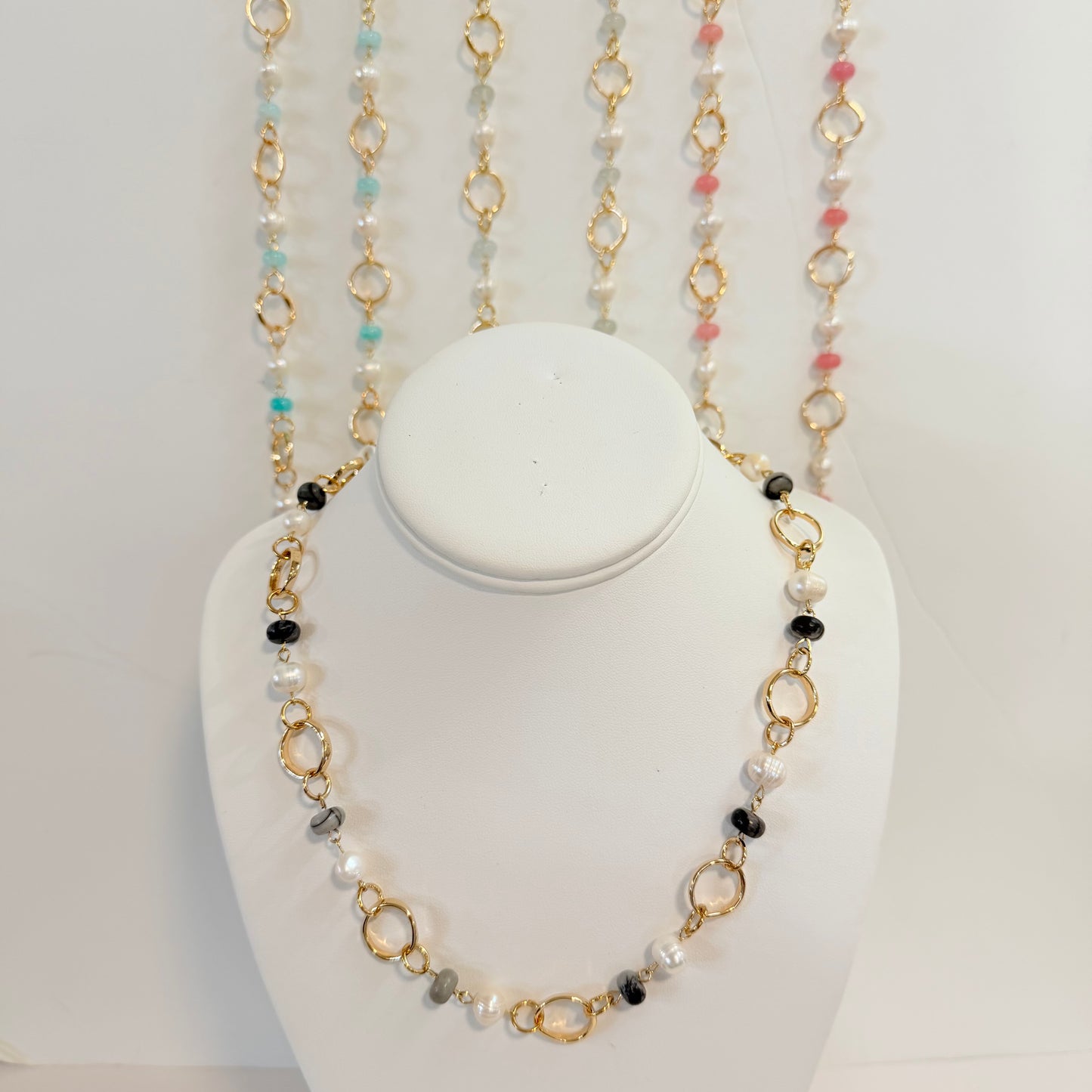 Long Stone and Gold Necklace