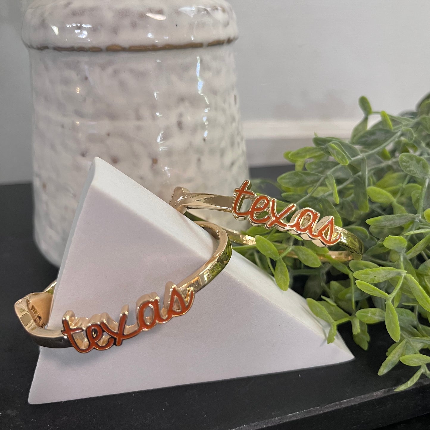 Texas Longhorns Cursive Enamel Hinge Bangle