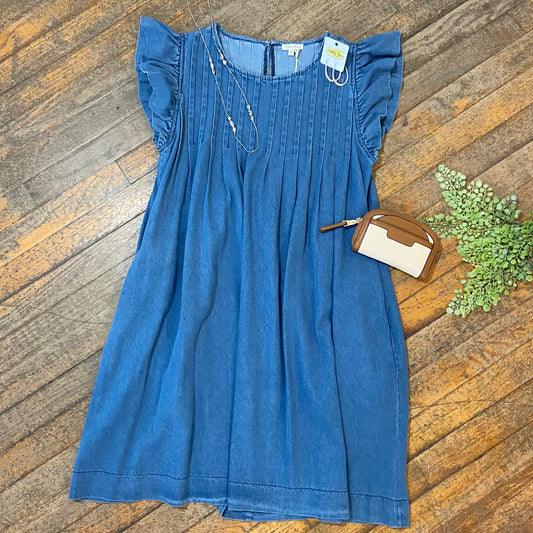 Cap Sleeve Denim Dress