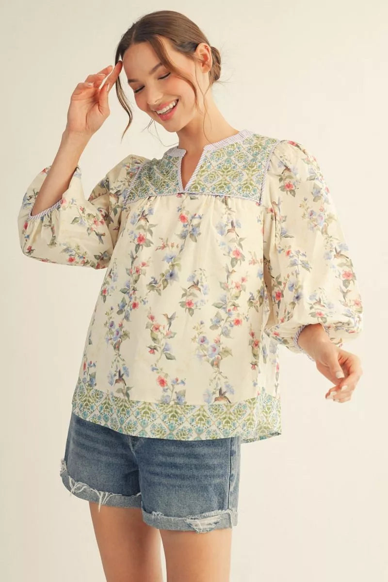 Peasant Floral Top