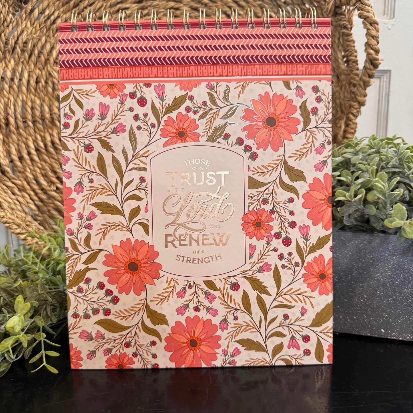 Trust Coral Floral Spiral Notepad