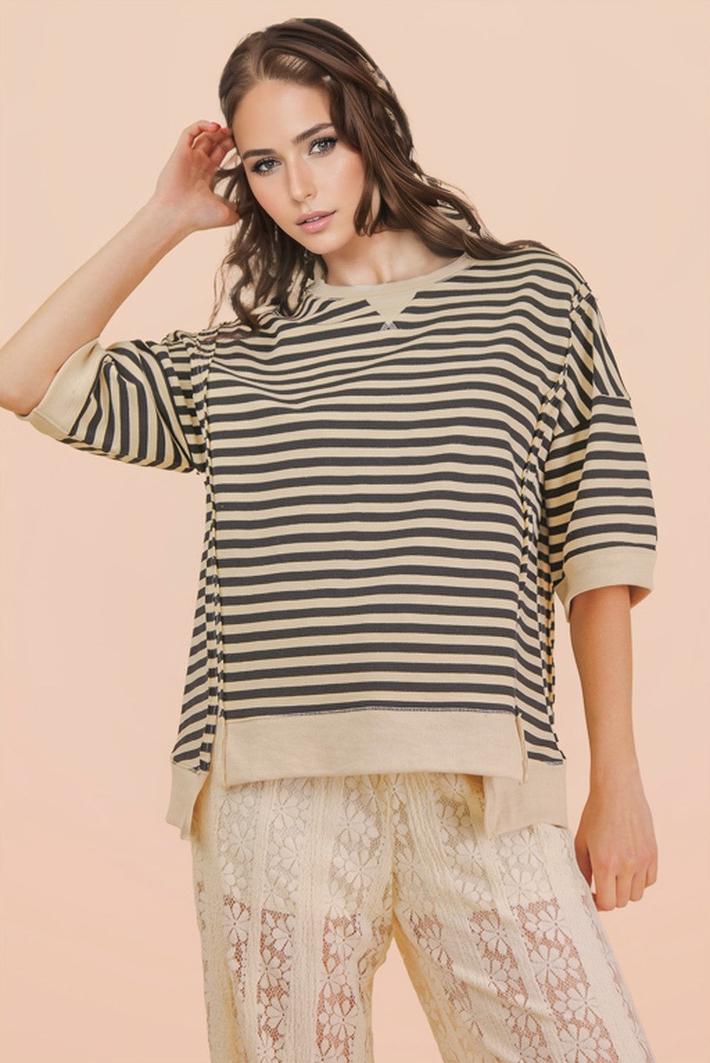 Striped Oversized Knit Top