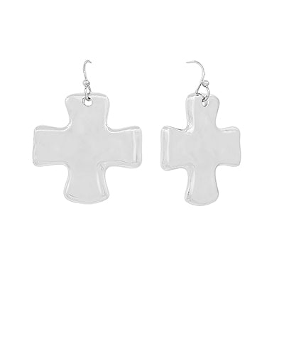 Hammered Cross 30mm Hoop Earrings