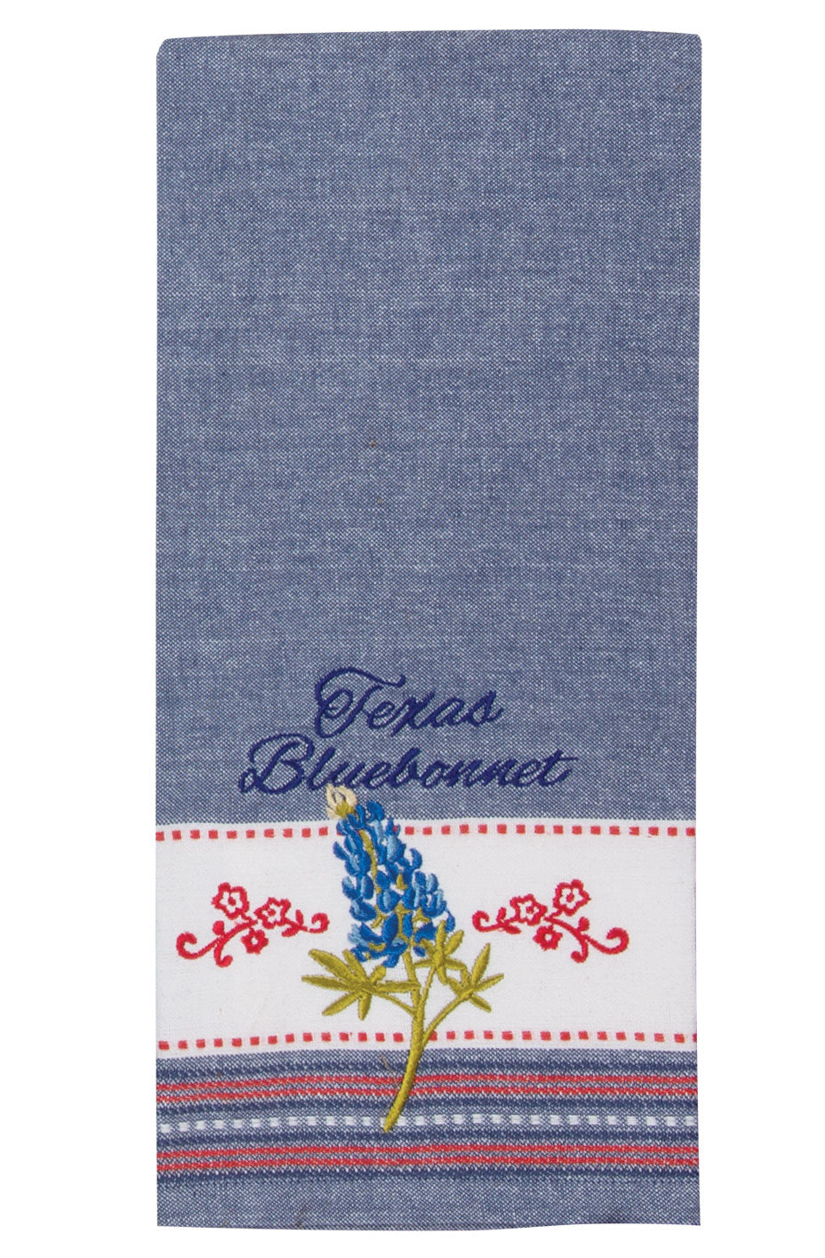 Texas Bluebonnet Embroidered Tea Towel