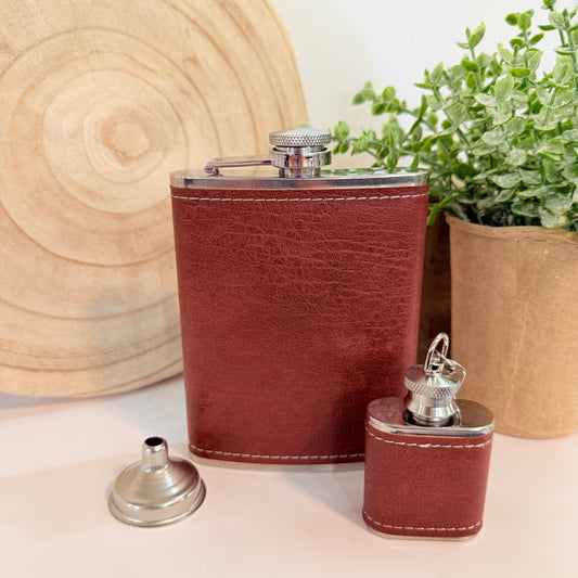 Brown Pebble Flask Set