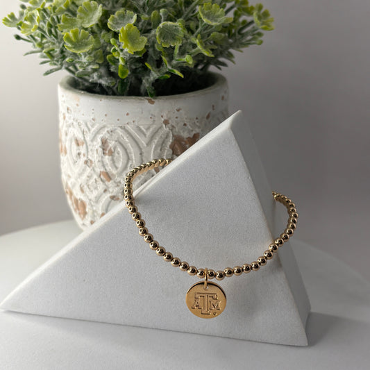 enewton ecollegiate Classic Gold 3mm Bracelet- Texas A&M Disc