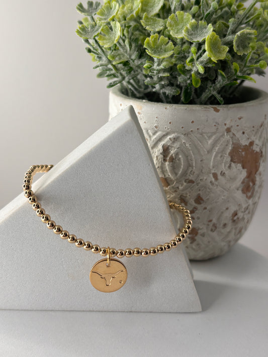 enewton ecollegiate Extends Classic Gold 3mm Bracelet- UT Austin Disc