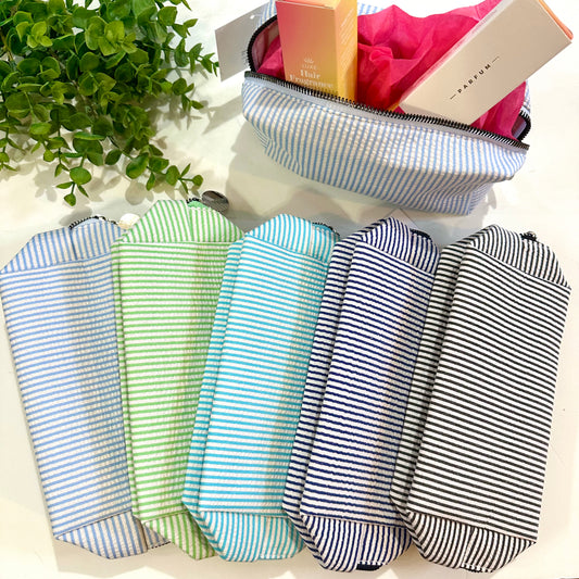 Striped Zipper Makeup Bag