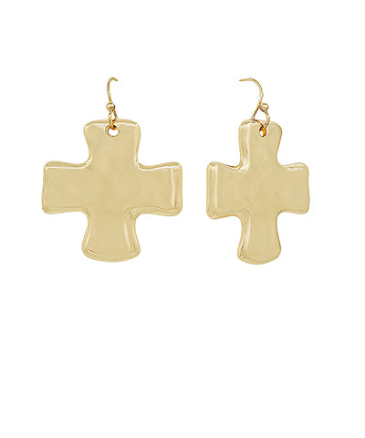 Hammered Cross 30mm Hoop Earrings