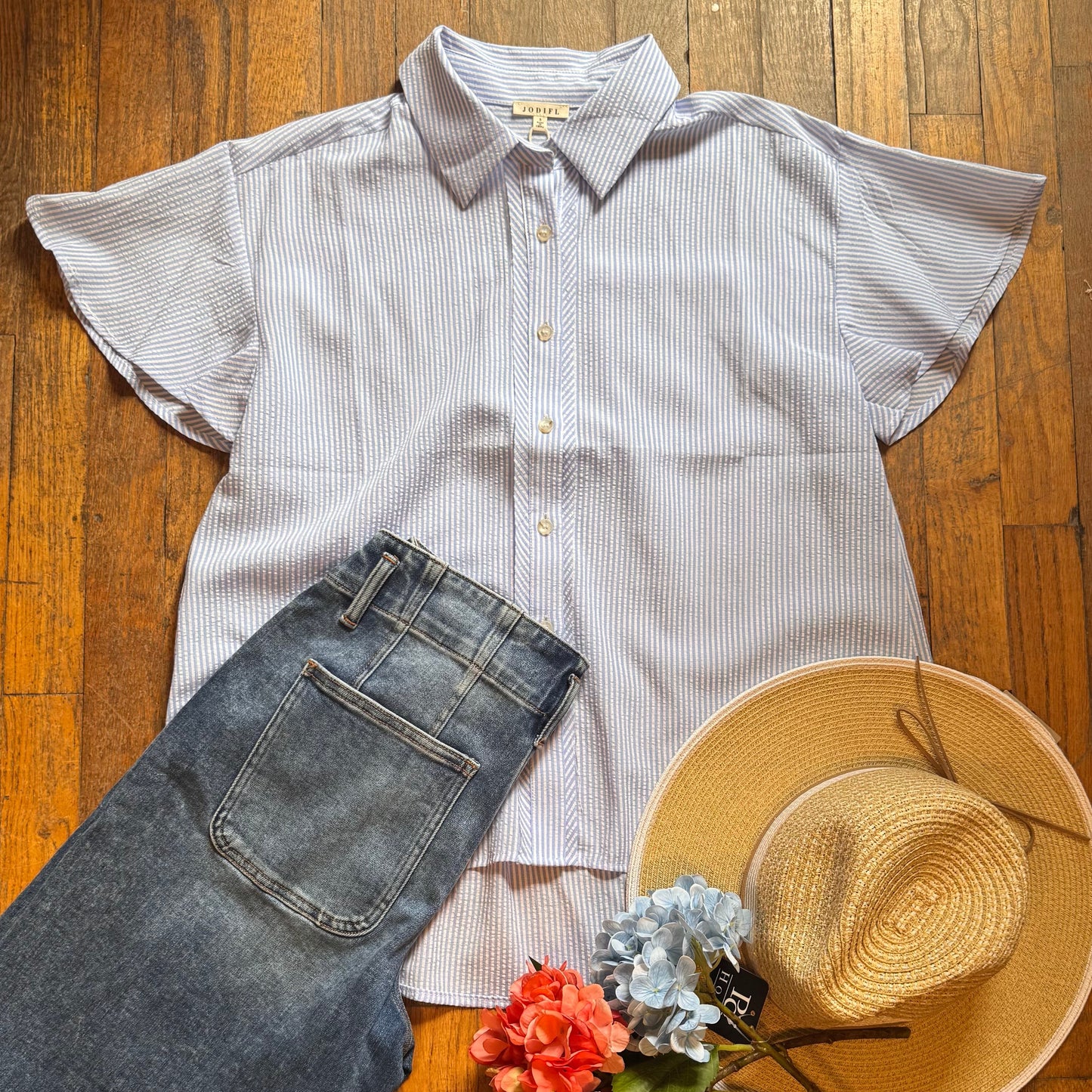 Pinstripe Button Down Top