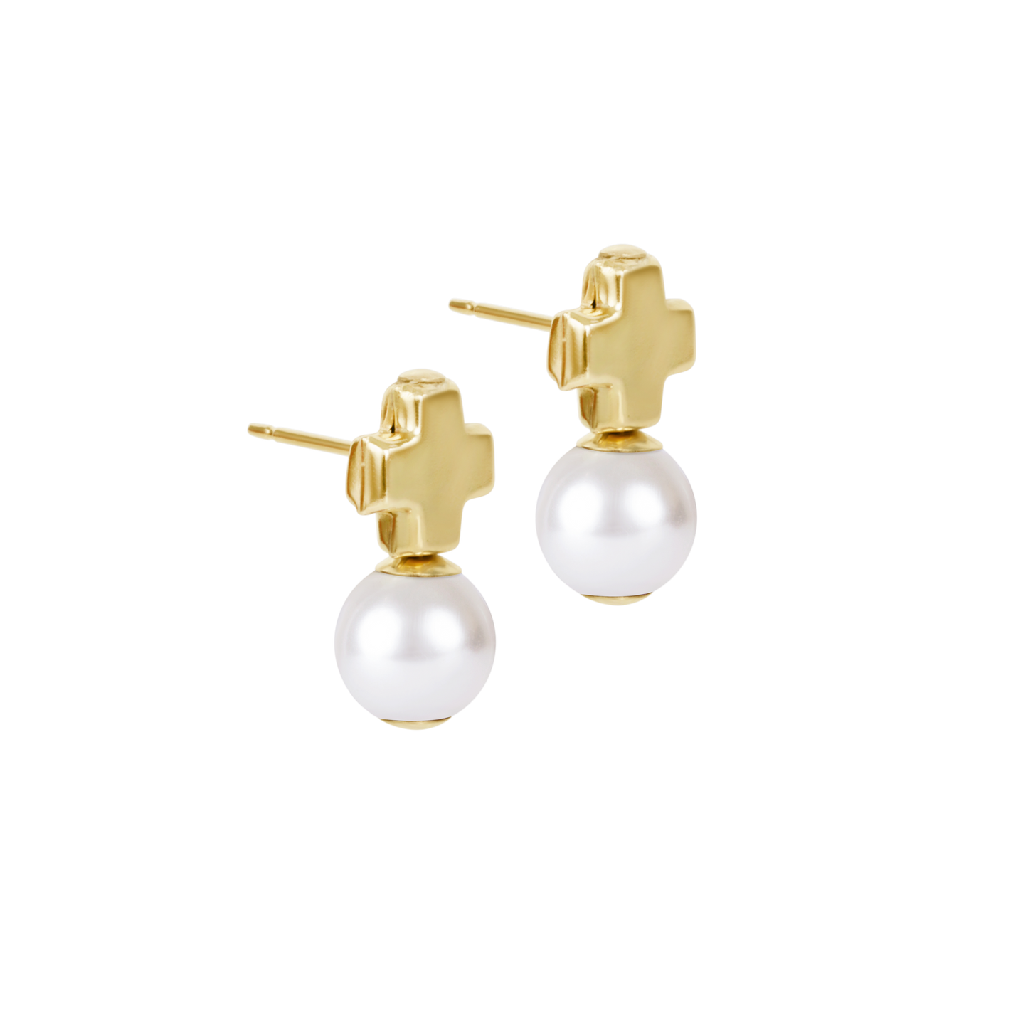 enewton Signature Cross Small Gold Stud- Classic Pearl