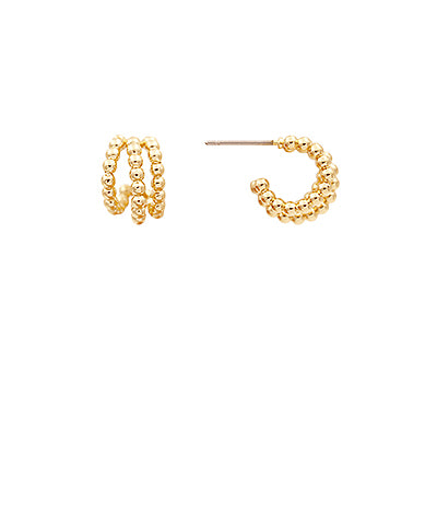 Three Ball Chain Hoop Earrings