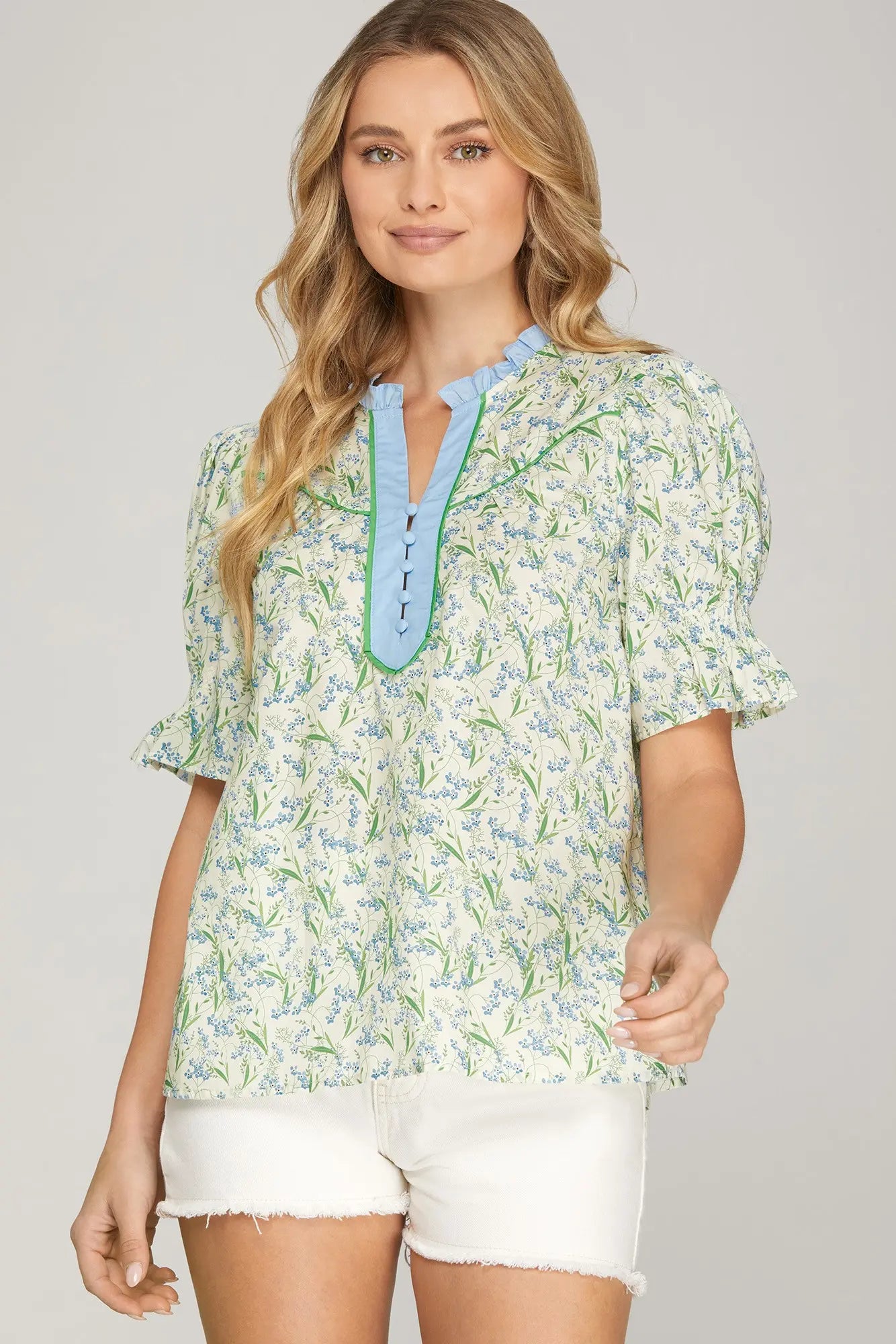Smocked Sleeve Top