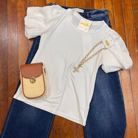 Lace Sleeve Knit Blouse