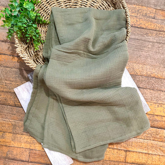 Burnt Olive Cotton Throw Blanket