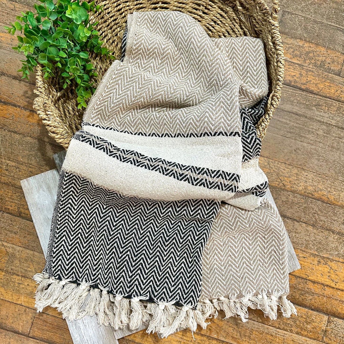 Striped Throw with Fringe