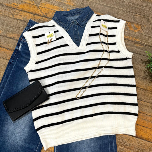 Denim Collared Sweater Vest