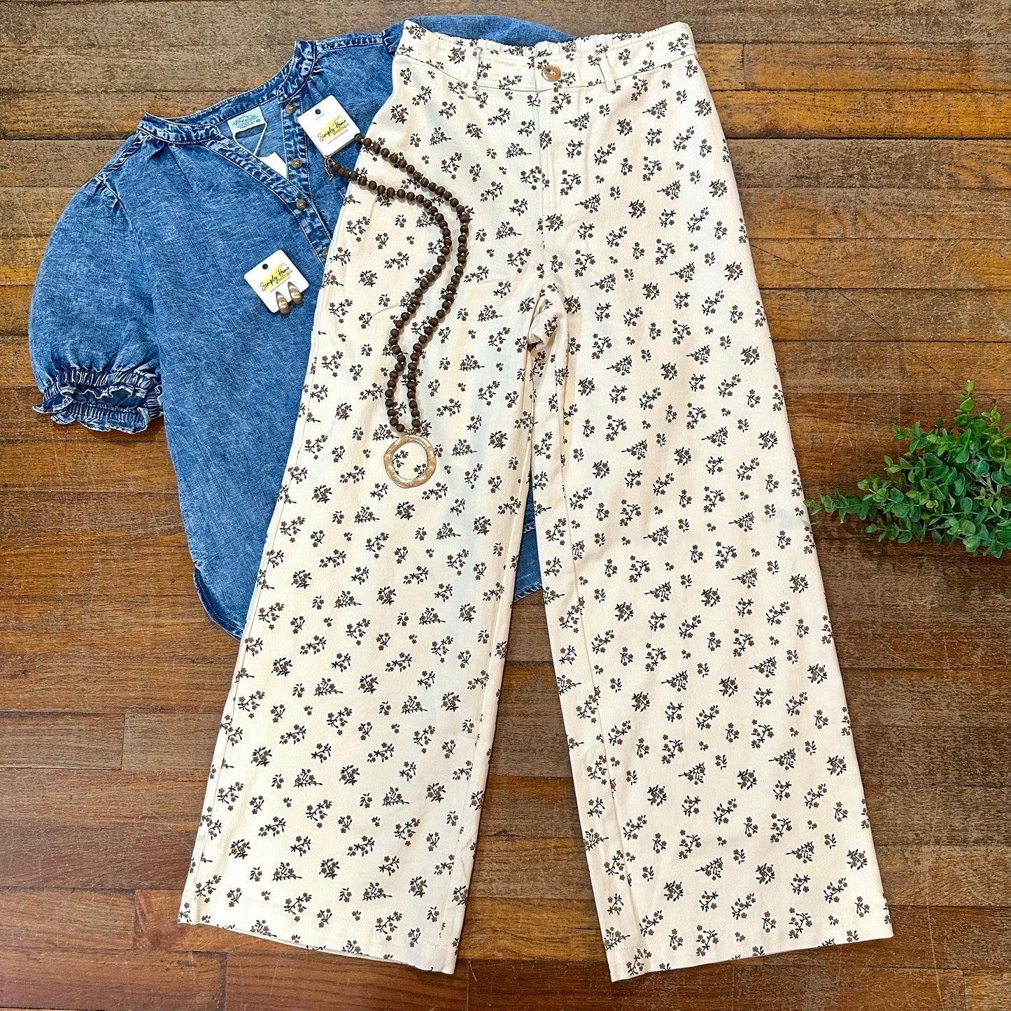 Floral Denim Pants