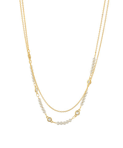Layer Pearl Station Necklace
