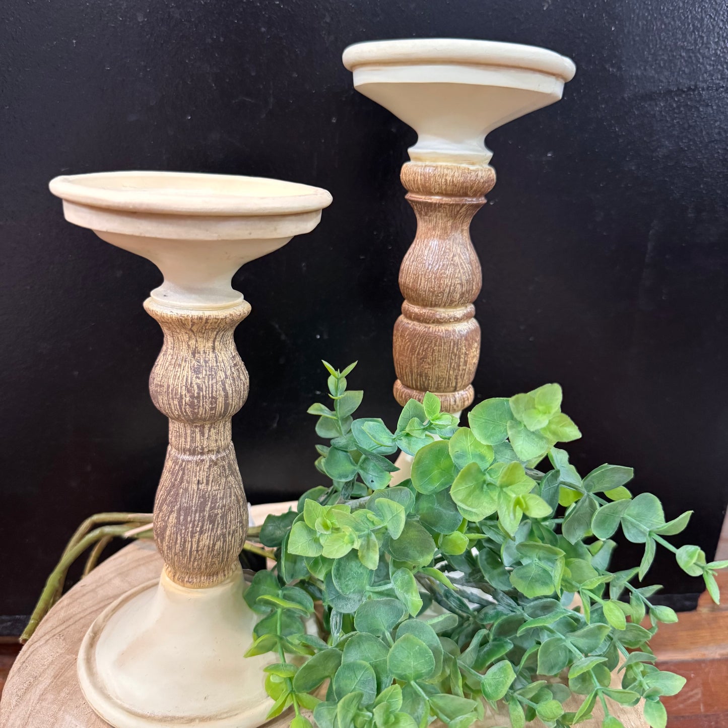 White and Wood Candle Holder