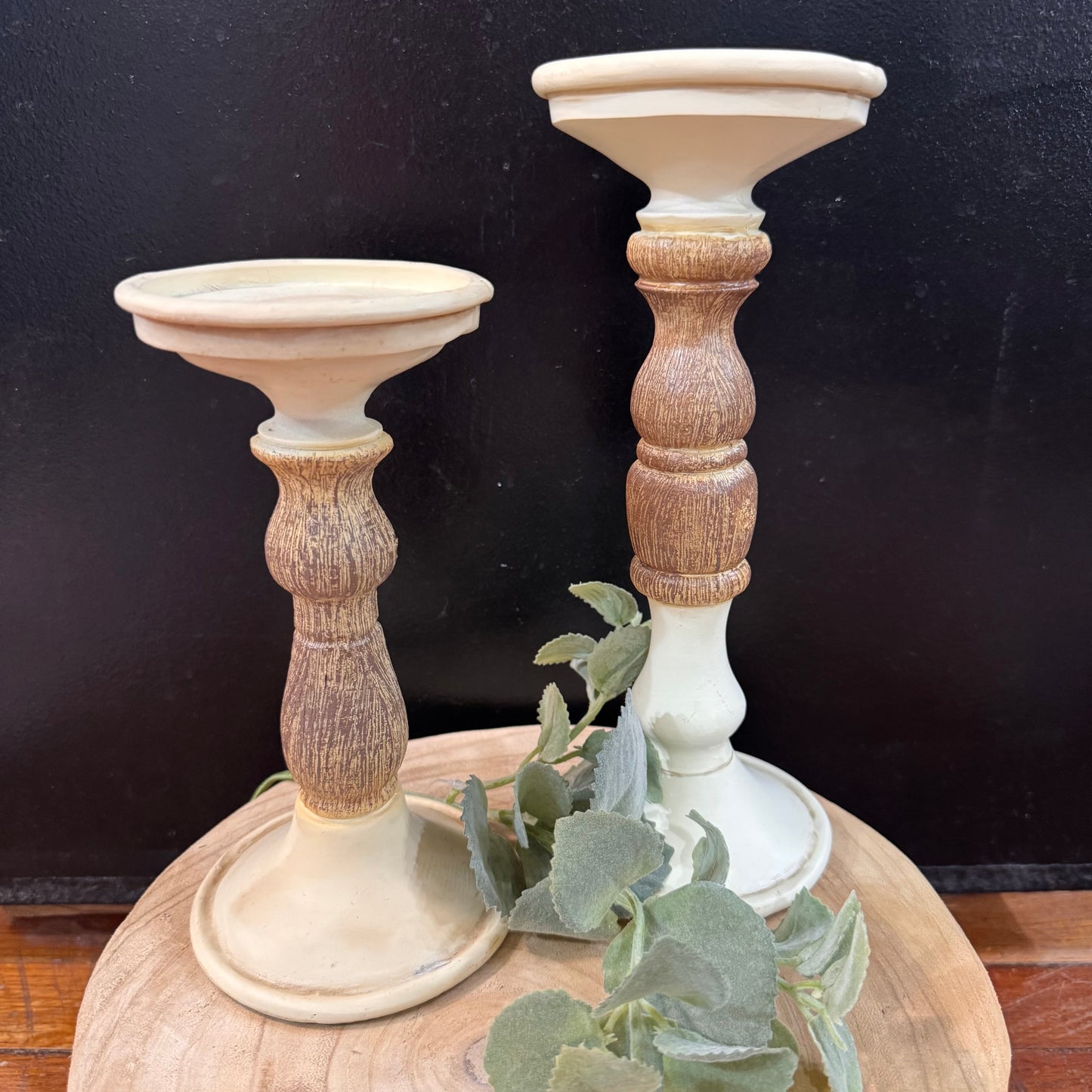 White and Wood Candle Holder