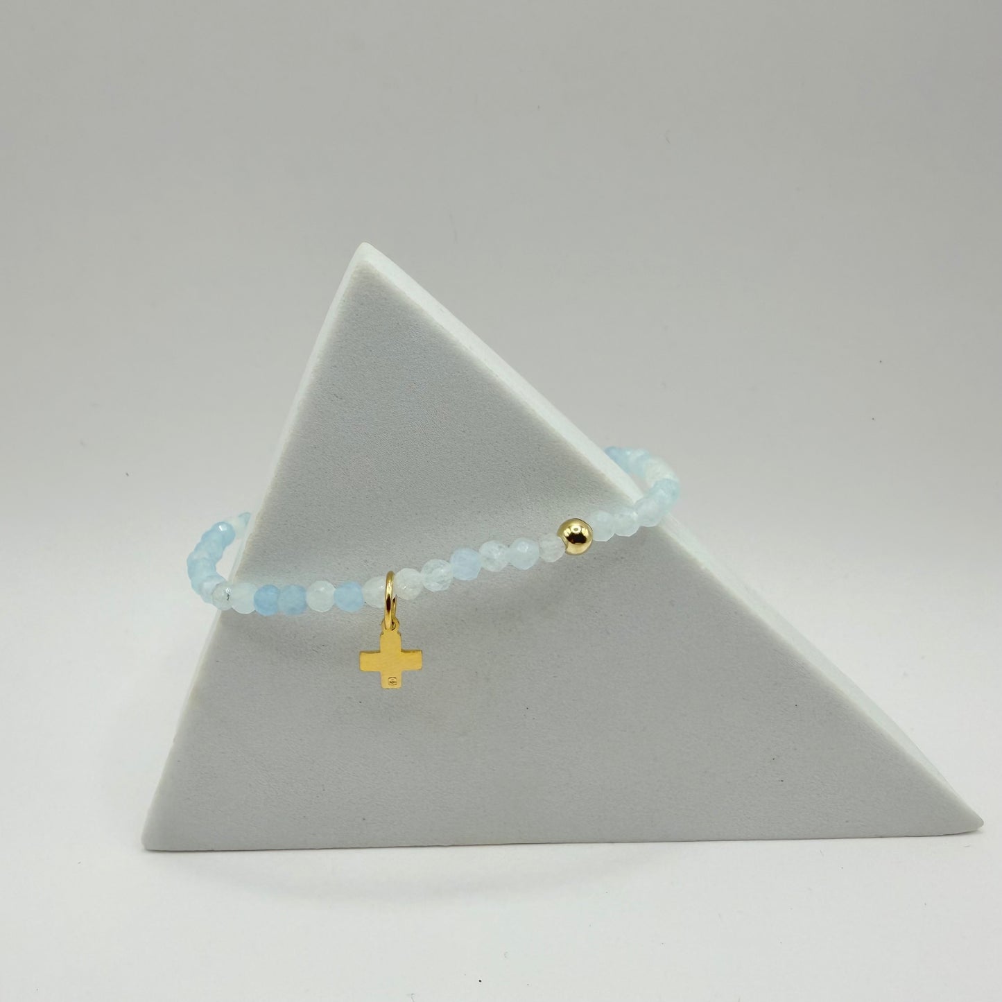 enewton Classic Aquamarine 3mm Bracelet- Cross Charm
