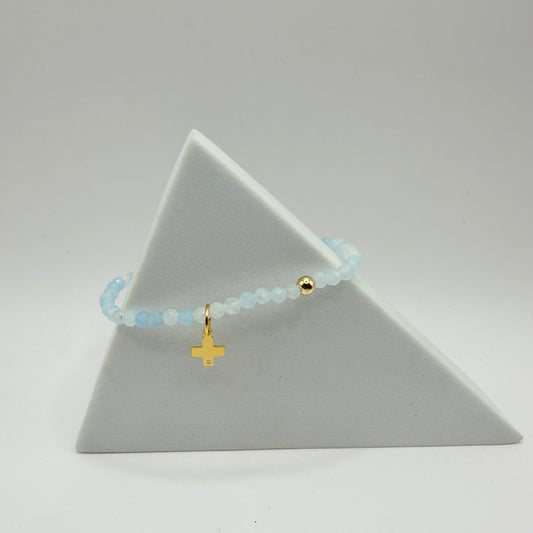 enewton Classic Aquamarine 3mm Bracelet- Cross Charm
