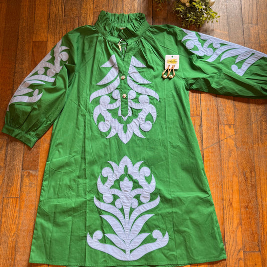 Baroque Floral Applique Dress