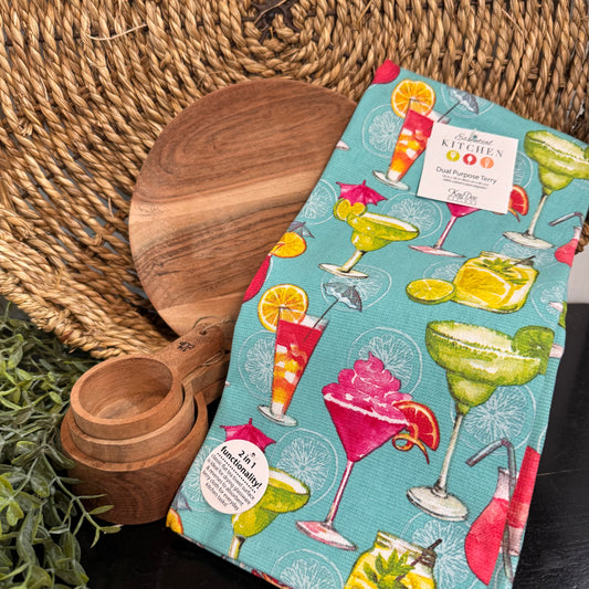 Tropical Vibes Cocktails Dual Purpose Terry Towel
