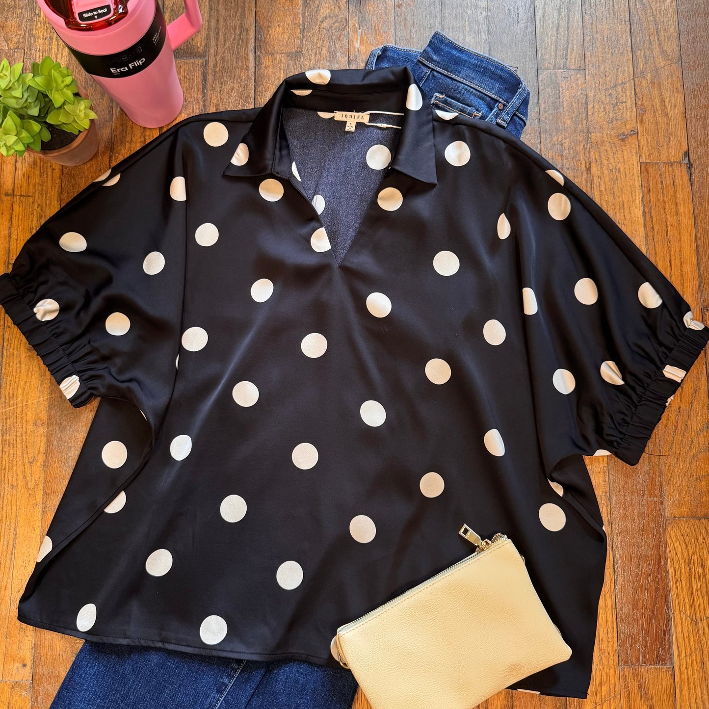 Polka Dot Collared Shirt