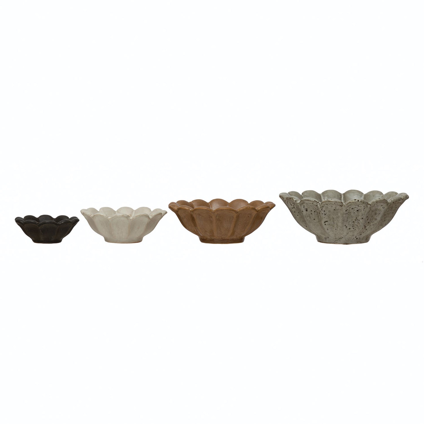 Set of 4 Stoneware Flower Bowls