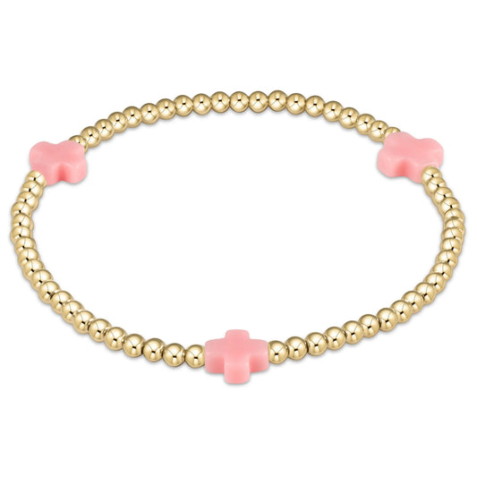 enewton Signature Cross 3mm Gold Bracelet- Pink
