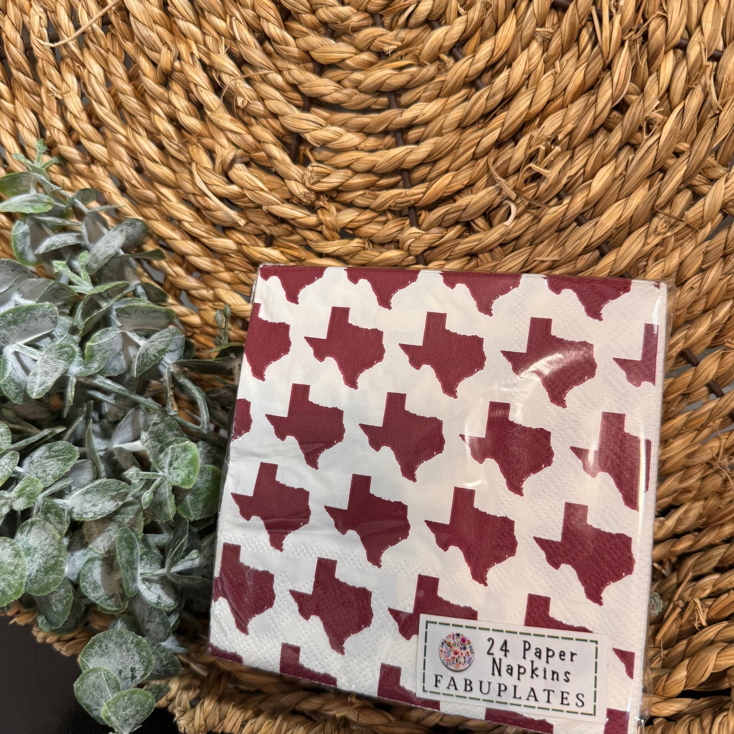 Howdy Maroon Texas Cocktail Napkins