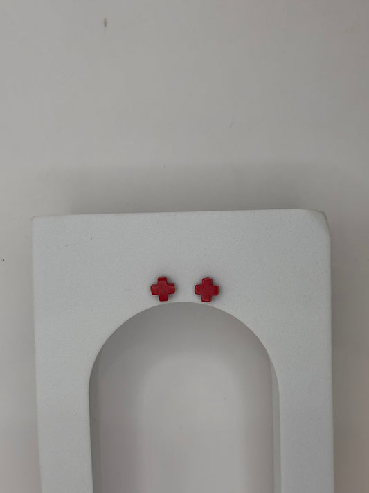 enewton Signature Cross Stud Earrings- Red