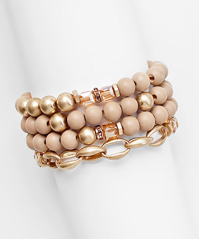 4-Wood & Metal Ball Bracelet