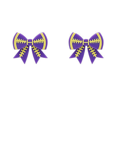 Game Day 20mm Football Bow Earrings