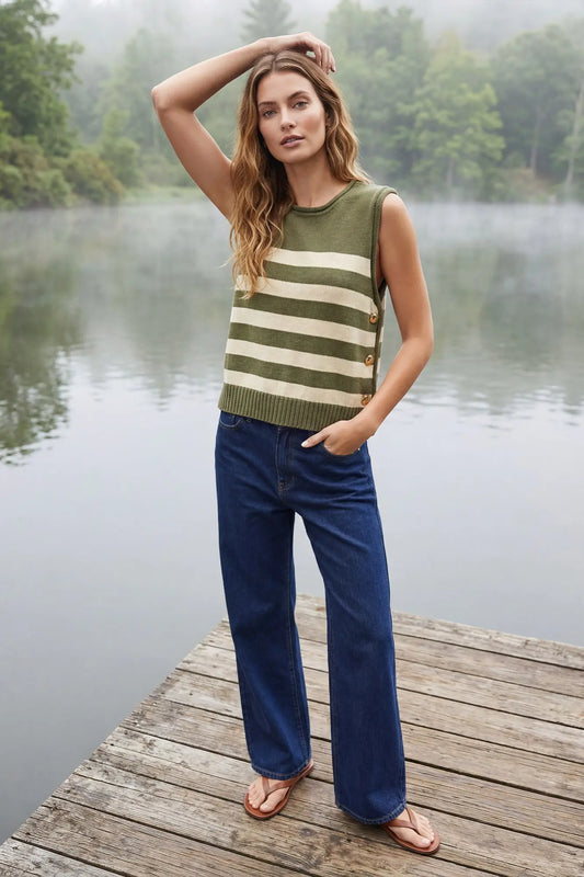 Sleeveless Stripe Sweater Top