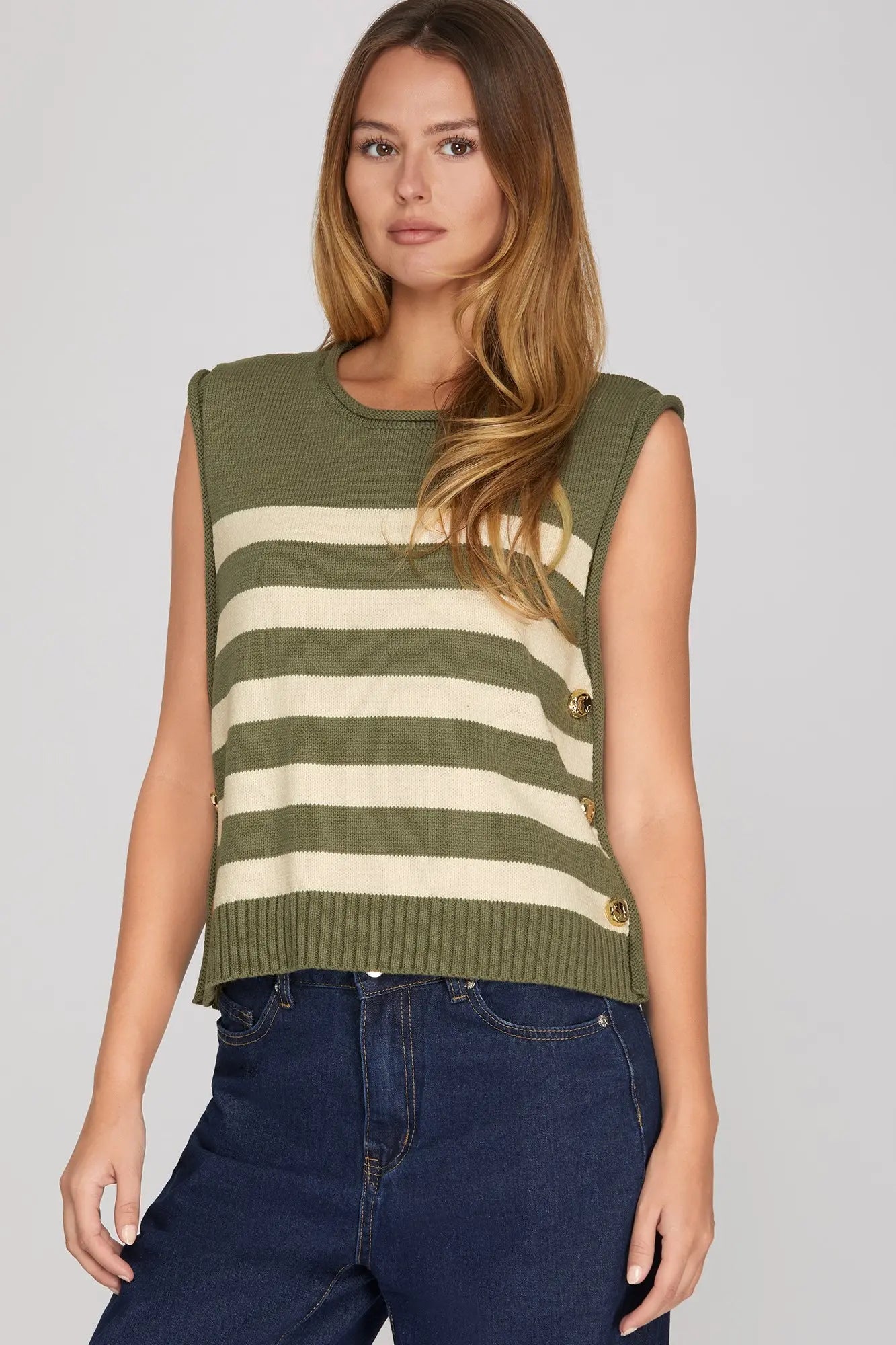 Sleeveless Stripe Sweater Top