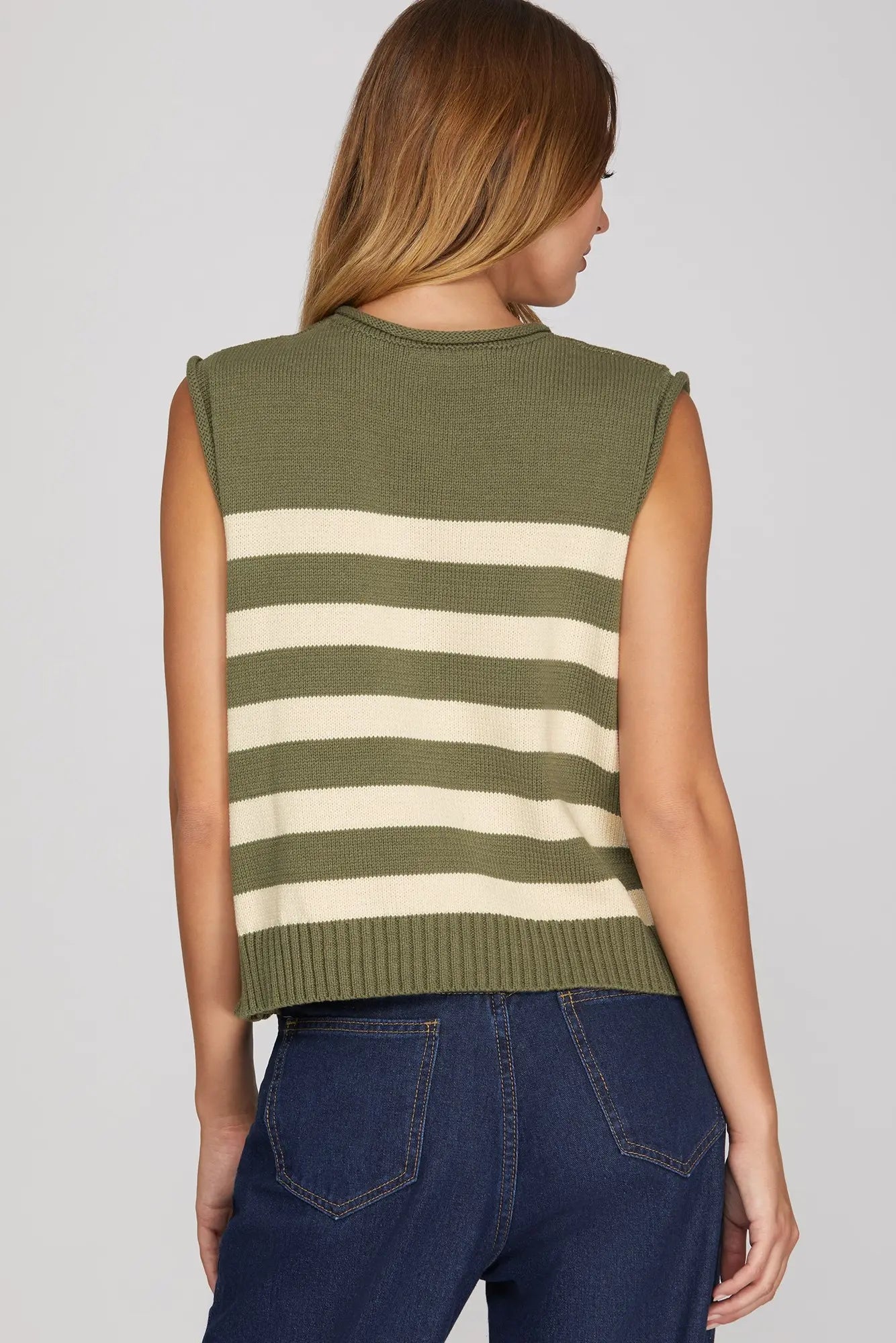 Sleeveless Stripe Sweater Top
