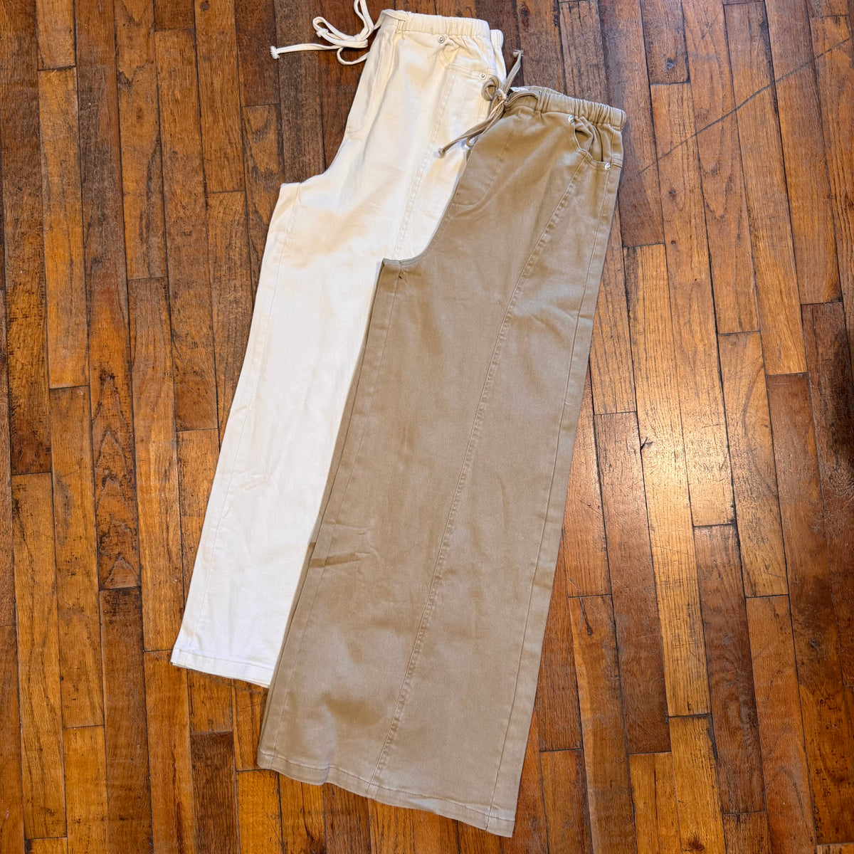 Mineral Washed Waist Tie Wide Leg Pants