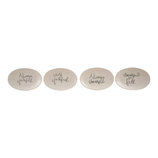 Black & White Fall Saying Stoneware Accent Plate