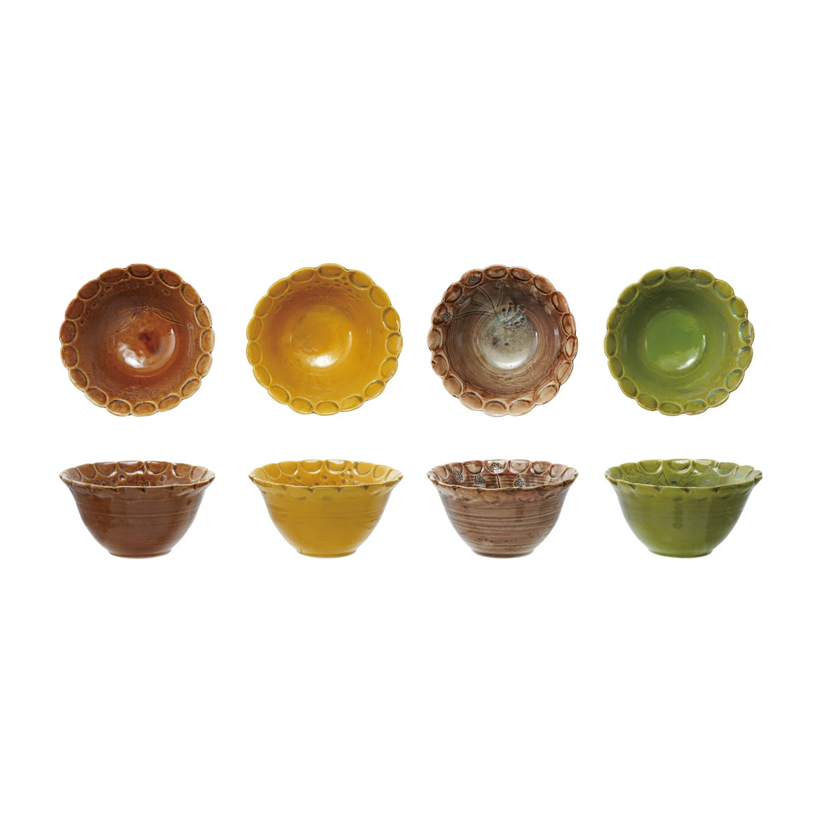 Botanical Scalloped Stoneware Bowl