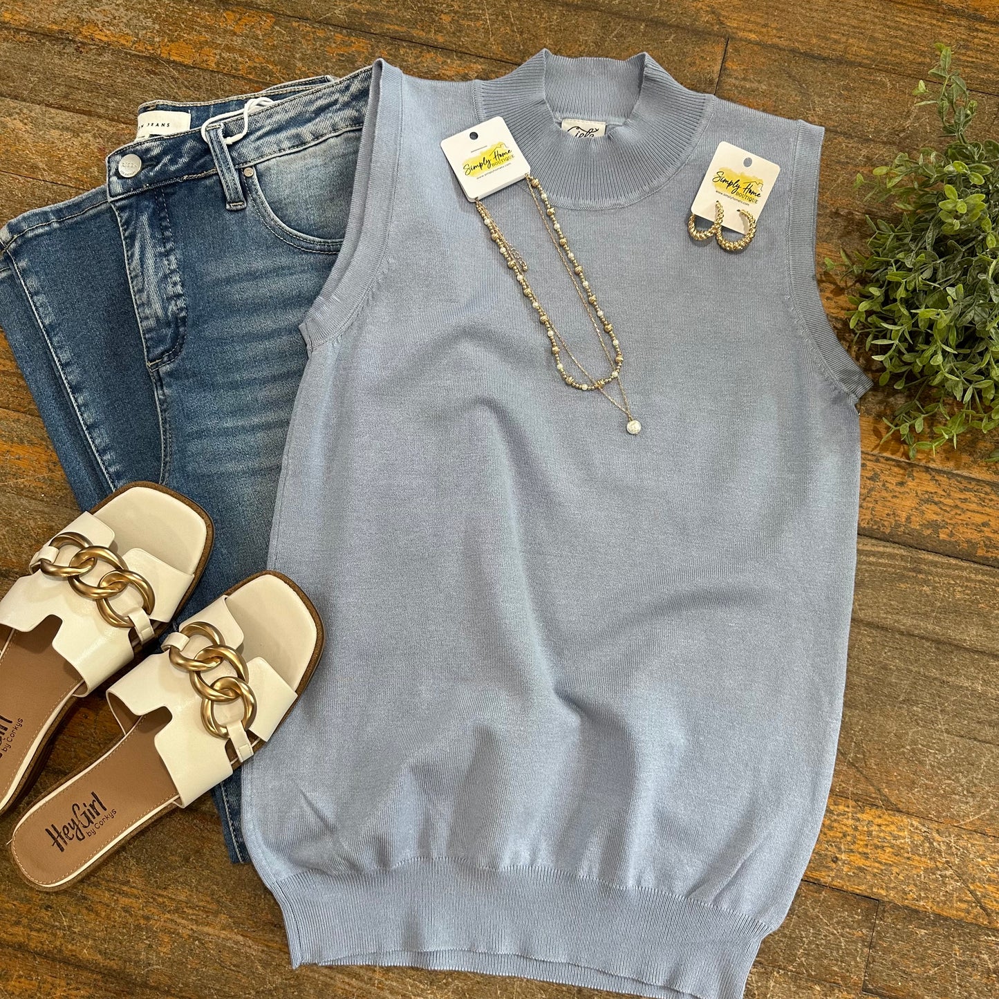 Mock Neck Sleeveless Sweater